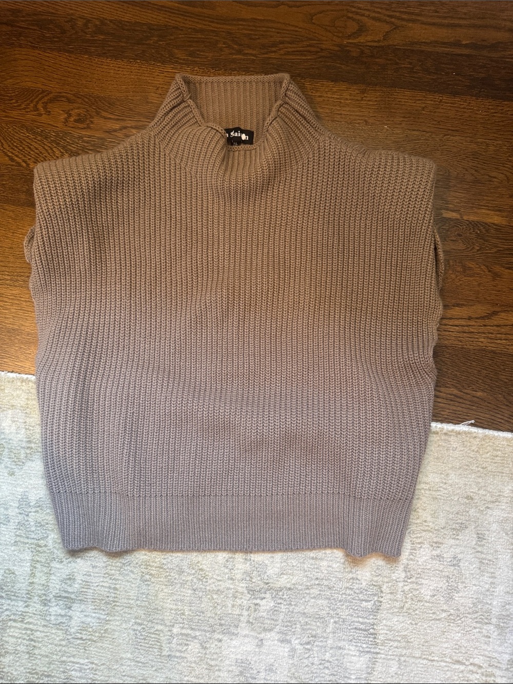 En Saison Taupe Sleeveless Turtleneck Knit Sweater